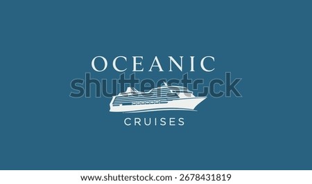 Oceanic Cruises logo featuring a white cruise ship illustration, perfect for travel and vacation related content.
