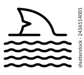 Oceanic dangerous sharks assault icon outline vector. Beach caution alert. Lifeguard warning announce