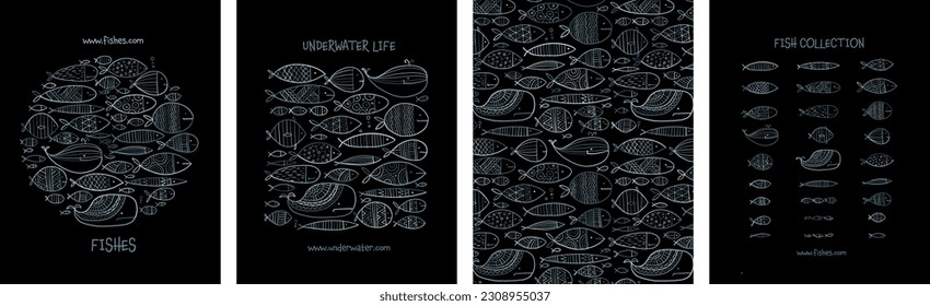 Oceanic Elegance: Fish Thematic Vector Illustration Set