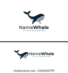 Oceanic Giant Whale Logo, Vektorgrafik. Design-Konzeptvorlage für Whale-Fische