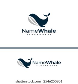 Oceanic Giant Whale Logo, Vektorgrafik. Design-Konzeptvorlage für Whale-Fische