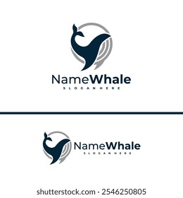 Oceanic Giant Whale Logo, Vektorgrafik. Design-Konzeptvorlage für Whale-Fische