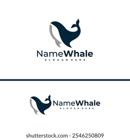 Oceanic Giant Whale Logo, Vektorgrafik. Design-Konzeptvorlage für Whale-Fische