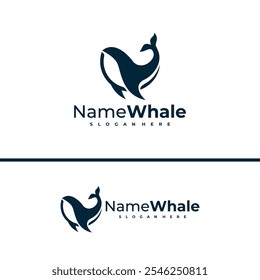 Oceanic Giant Whale Logo, Vektorgrafik. Design-Konzeptvorlage für Whale-Fische