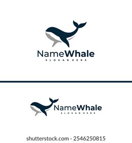 Oceanic Giant Whale Logo, Vektorgrafik. Design-Konzeptvorlage für Whale-Fische