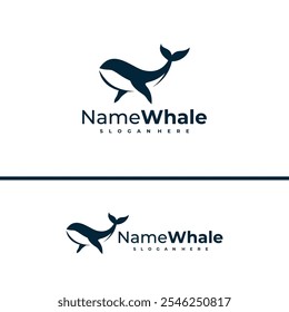 Oceanic Giant Whale Logo, Vektorgrafik. Design-Konzeptvorlage für Whale-Fische