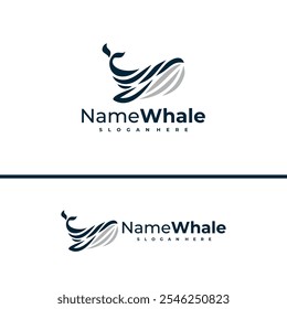 Oceanic Giant Whale Logo, Vektorgrafik. Design-Konzeptvorlage für Whale-Fische