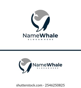 Oceanic Giant Whale Logo, Vektorgrafik. Design-Konzeptvorlage für Whale-Fische