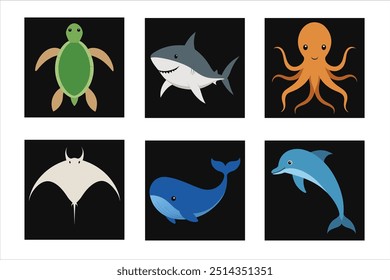 Ilustração de arte vetorial de silhueta Oceanic Marvels