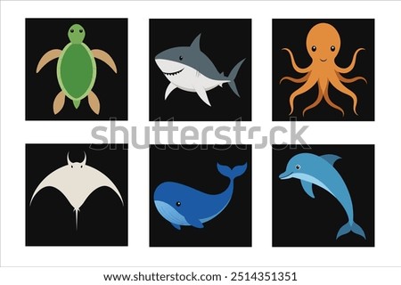 Oceanic Marvels silhouette vector art illustration