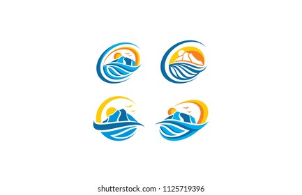 oceanic mountain range outdoor logo icon vector
