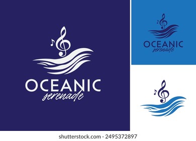 Oceanic Serenade Logo Template: Evoke sea tranquility and beauty, ideal for beach resorts or marine conservation. Layered EPS Vector