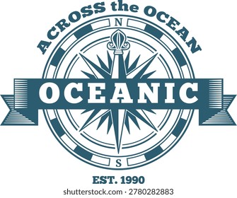 Oceanic steamship company logo featuring a globe and ship emblem