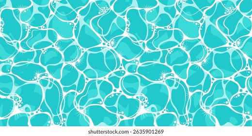 The oceanic water surface has a seamless pattern. A rippling water surface with highlights, reflections, and waves. Water pool surface texture. Hand draw no ai.