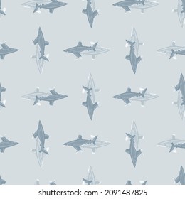 Oceanic whitetip shark seamless pattern in scandinavian style. Marine animals background. Vector illustration for children funny textile prints, fabric, banners, backdrops and wallpapers.