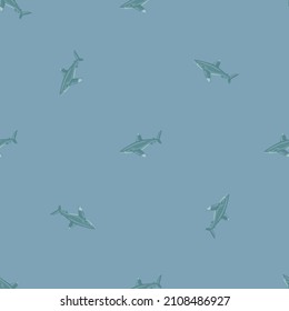 Patrón de tiburón blanco oceánico sin fisuras al estilo escandinavo. Fondo de animales marinos. Ilustración vectorial para niños con impresiones textiles divertidas, tela, carteles, telas de fondo y papel pintado.