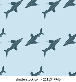Oceanic whitetip shark seamless pattern in scandinavian style. Marine animals background. Vector illustration for children funny textile prints, fabric, banners, backdrops and wallpapers.