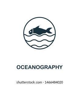 Oceanography Vector Icon Illustration. Creative Sign From Science Icons Collection. Filled Flat Oceanography Icon For Computer And Mobile. Symbol, Logo Vector Graphics.