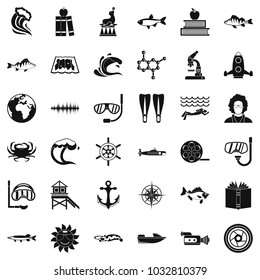 Oceanologist icons set. Simple set of 36 oceanologist vector icons for web isolated on white background
