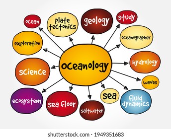 Mapa de la mente de la oceanología, concepto de educación para presentaciones e informes