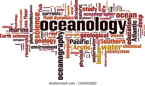 Oceanology word cloud concept. Vector illustration