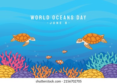 oceans day banner design illustration save the oceans