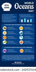 Oceans Day Infographic Cartoon Hand Drawn Templates Background Illustration