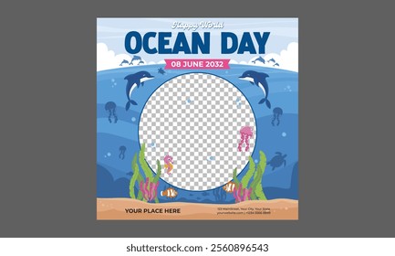Oceans Day Socials Media. Social media, flyer, party, music festival, club.