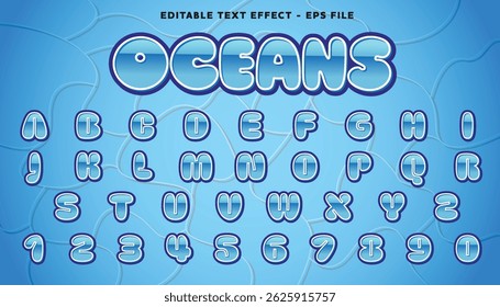 Ozeane bearbeitbarer Text und Alphabet-Effekt mit modernem Hintergrund