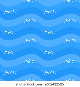 Oceans Seamless Pattern Design Featuring Ocean Decorative Elements in a Cartoon Flat Style Template Illustration