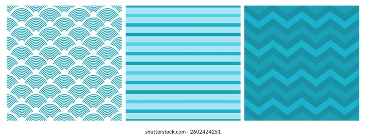 Oceans Seamless Pattern Design Featuring Ocean Decorative Elements in a Cartoon Flat Style Template Illustration