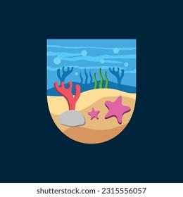 oceans and underwater world and star fish logo design template, The beauty of underwater life
