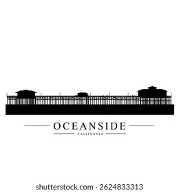 Oceanside Pier California Silhouette Vector.