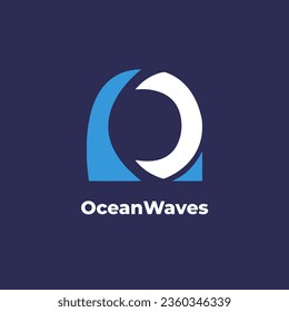 OceanWaves - Letter C with blue and ocean concept vector logo design template.