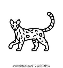 ocelot black line icon for digital and print projects. South american animals. Minimal clean icons for apps and websites. Modern simple icons for UI UX and branding