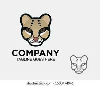 ocelot face modern character design template logo vector