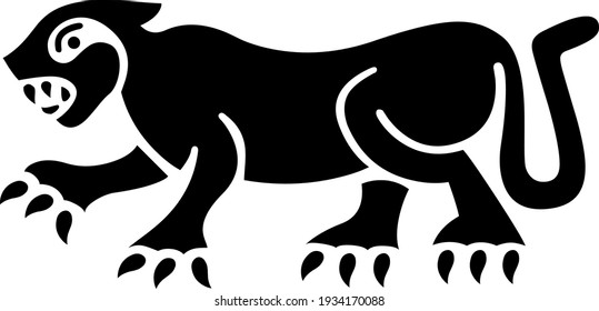 Ocelot graphic design made in vector and black and white like shape. Symbol. Feline.