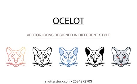 Ocelot icon design with white background stock illustration