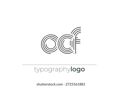 Logotipo de tipografia geométrica moderna OCF. Composição moderna e elegante com uma ilustração de logotipo de tipografia monocromática projetada com linhas intrincadas.