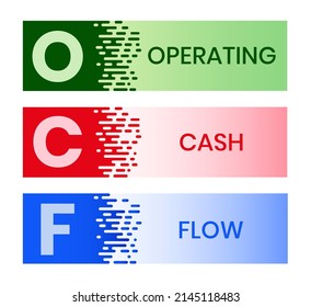 OCF - operating cash flow. Platform. business concept background. Vector illustration for website banner, marketing materials, business presentation, online advertising