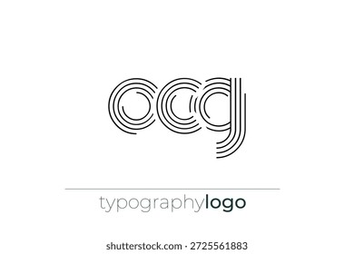 Logótipo da tipografia geométrica moderna do OCG. Composição moderna e elegante com uma ilustração de logotipo de tipografia monocromática projetada com linhas intrincadas.