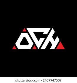 OCH triangle letter logo design with triangle shape. OCH triangle logo design monogram. OCH triangle vector logo template with red color. OCH triangular logo Simple, Elegant, and Luxurious design.