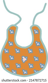 ocher baby bib for feeding with clouds and green strings for newborn baby isolated vector hand drawing
