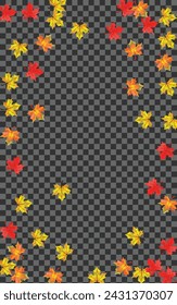 Ocher Floral Background Transparent Vector. Plant Tree Frame. Orange Decoration Leaves. Canadian Foliage Card.