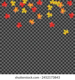 Ocher Floral Background Transparent Vector. Leaves Flying Design. Yellow Tree Foliage. Pattern Plant Template.