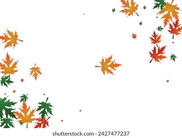 Ocher Floral Background White Vector. Foliage Wallpaper Frame. Gold November. Isolated Design. Yellow Leaf Celebrate.