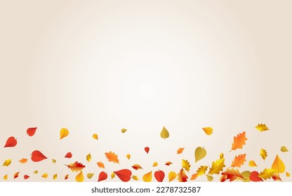 Ocher Floral Vector Transparent Background. Wallpaper Leaves Illustration. Orange Realistic Leaf Card. Celebrate Texture.