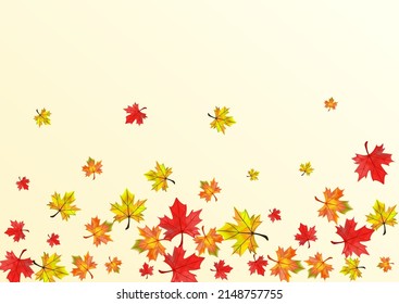 Ocher Foliage Background BeigeVector. Leaves Flying Template. Yellow Paper Plant. Season Leaf Texture.