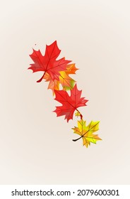 Ocher Leaf Background BeigeVector. Floral Pattern Frame. Colorful Nature Plant. Realistic Leaves Texture.