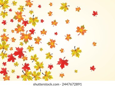 Ocher Leaf Background BeigeVector. Plant Decoration Frame. Red Nature Floral. Forest Leaves Template.